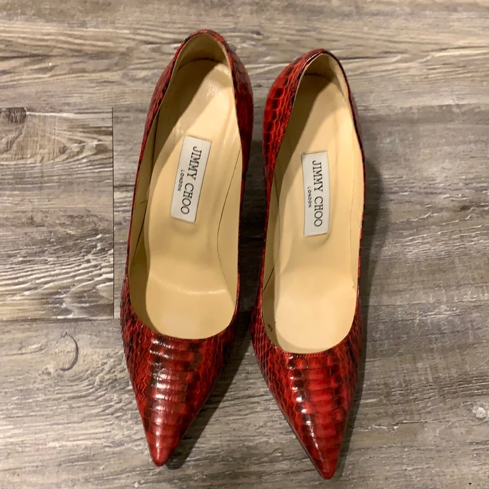 Jimmy Choo Anouk Glossy Snakeskin Pump
